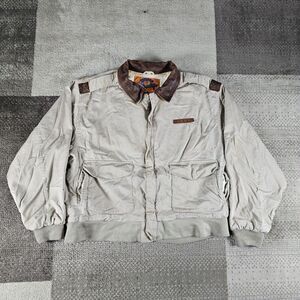 Cooper Type A-2 USAAF Vintage Flight Jacket Tan Canvas Leather Bomber Coat L VTG